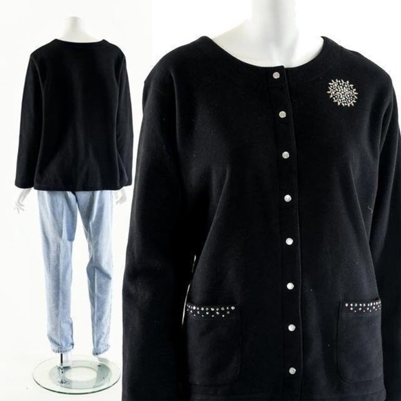 Rhinestone Snowflake Christmas Cardigan - Picture 2 of 10